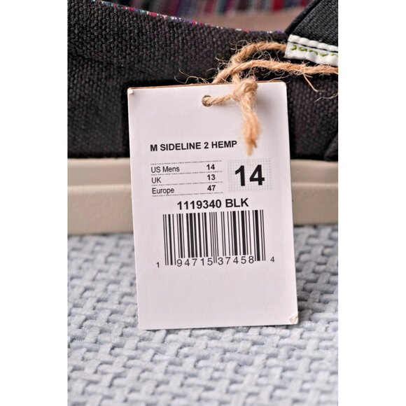 New! Size: 14 Men | Sanuk Sideline 2 Hemp | Black | 1119340